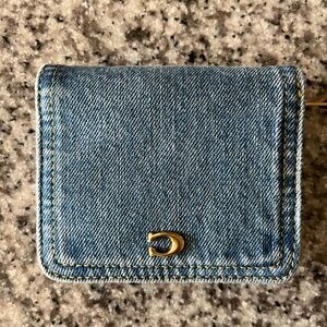 COACH Denim Billfold Wallet with Gold Accent